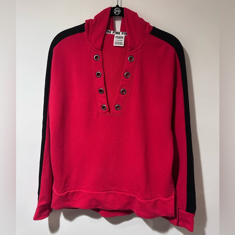 PINK Victoria's Secret Red Hoodie with Black Details
